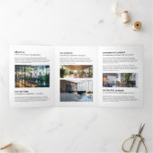 Modern Home Logo Vastgoed Wit/Goud Brochure Drieluik Kaart (Binnen)