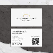 Modern Home Logo Vastgoed Wit/Goud QR-code Visitekaartje