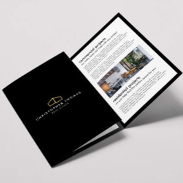 Modern Home Logo Vastgoed Zwart/Goud Brochure Drieluik Kaart