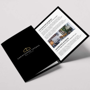 Modern Home Logo Vastgoed Zwart/Goud Brochure Drieluik Kaart