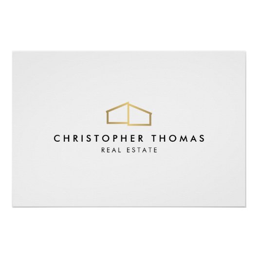 Modern Home Realtor Gold Logo Downloaden Perfect Poster (Voorkant)