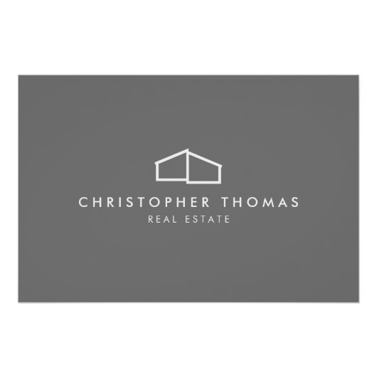 Modern Home Realtor Grijs Logo Downloaden Perfect Poster (Voorkant)