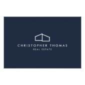 Modern Home Realtor Navy Blue Logo Downloaden Perfect Poster (Voorkant)