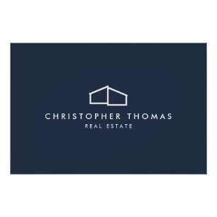 Modern Home Realtor Navy Blue Logo Downloaden Perfect Poster