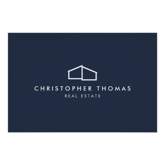 Modern Home Realtor Navy Blue Logo Downloaden Perfect Poster (Voorkant)