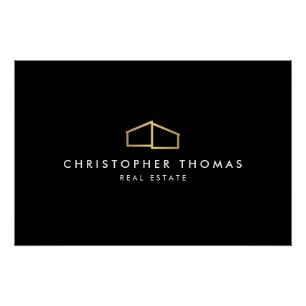 Modern Home Realtor Zwart/Goud Logo Downloaden Perfect Poster