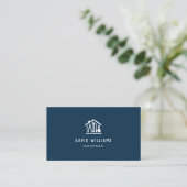 Modern Home Repair Handyman Logo Navy Blue Visitekaartje (Staand voorkant)