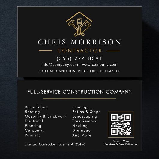 Modern Home Repairs Contractor QR Code Visitekaartje