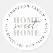 Modern Home Sweet Home Gepersonaliseerd retouradre Ronde Sticker (Voorkant)