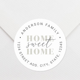 Modern Home Sweet Home Gepersonaliseerd retouradre Ronde Sticker