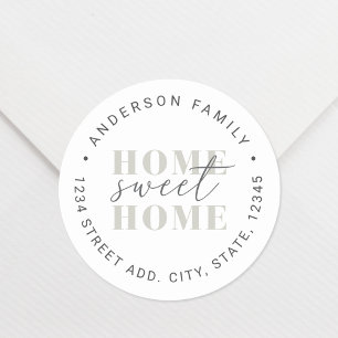 Modern Home Sweet Home Gepersonaliseerd retouradre Ronde Sticker