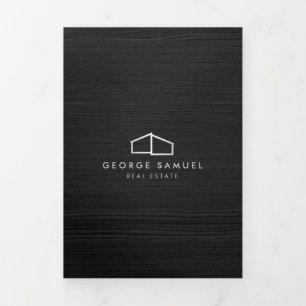 Modern Home Vastgoed Logo Dark Wood Drieluik Kaart