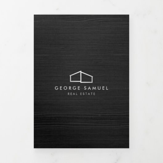 Modern Home Vastgoed Logo Dark Wood Drieluik Kaart (Cover)