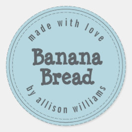 Modern Homemade Banana Bread Blue Ronde Sticker