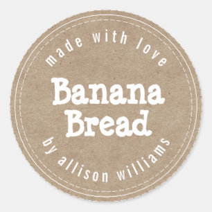 Modern Homemade Banana Bread Kraft Paper Ronde Sticker