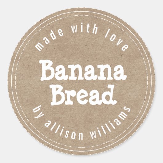 Modern Homemade Banana Bread Kraft Paper Ronde Sticker (Voorkant)