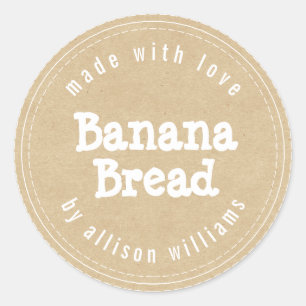 Modern Homemade Banana Bread Kraft Paper Ronde Sticker