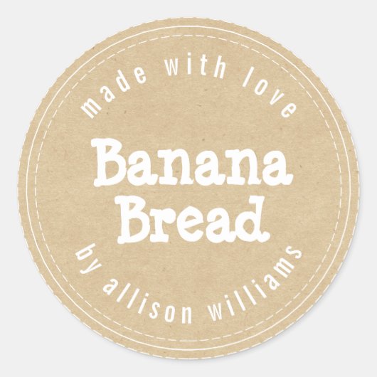 Modern Homemade Banana Bread Kraft Paper Ronde Sticker (Voorkant)