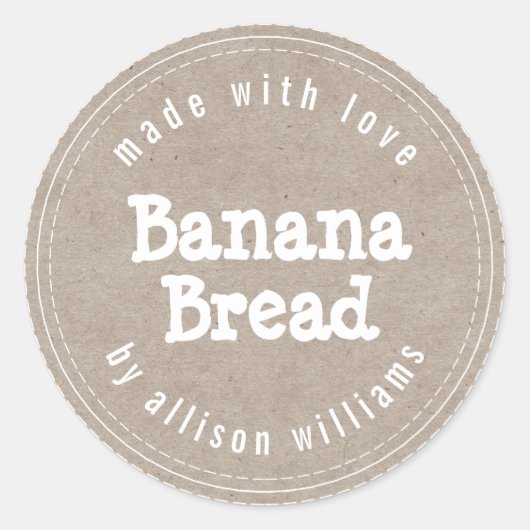 Modern Homemade Banana Bread Kraft Paper Ronde Sticker (Voorkant)