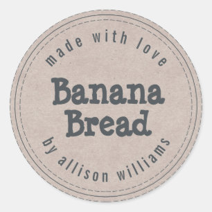 Modern Homemade Banana Bread Kraft Paper Ronde Sticker