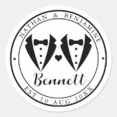Modern homohuwelijk bruiloft ronde sticker (Voorkant)