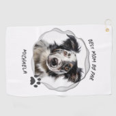Modern Hond Beste Moeder Foto Golfhanddoek (Horizontaal)