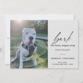 Modern Hond Blaft De Harige Engelen Zingen Foto Feestdagenkaart
