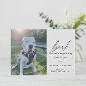 Modern Hond Blaft De Harige Engelen Zingen Foto Feestdagenkaart (Staand voorkant)