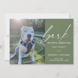 Modern Hond Blaft De Harige Hoeken Zingen Foto Feestdagenkaart