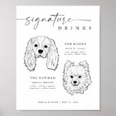 Modern Hondenhandtekening Drinken Bruiloft Huisdie Poster (Voorkant)