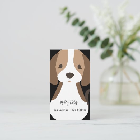 Modern Hondenwandelend huisdier zittend Visitekaar Visitekaartje (Staand voorkant)