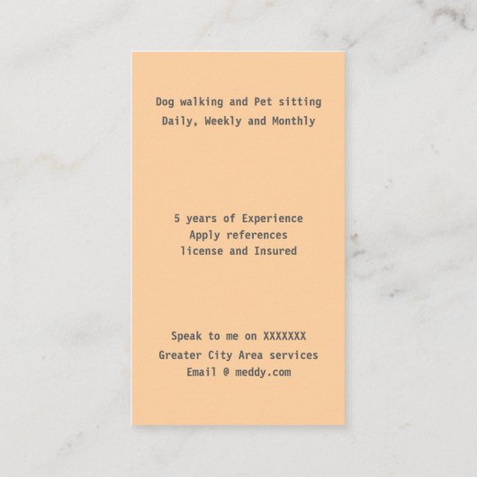 Modern Hondenwandelend huisdier zittend Visitekaar Visitekaartje (Achterkant)