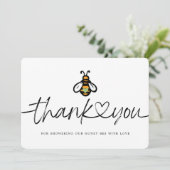 Modern Honey Bee Baby shower Bedankkaart (Staand voorkant)