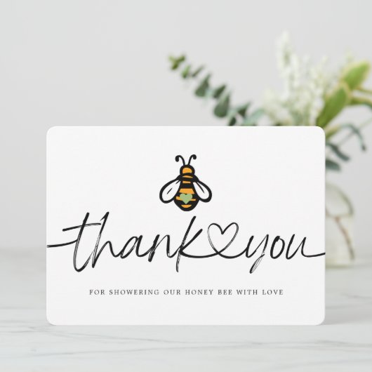 Modern Honey Bee Baby shower Bedankkaart (Staand voorkant)