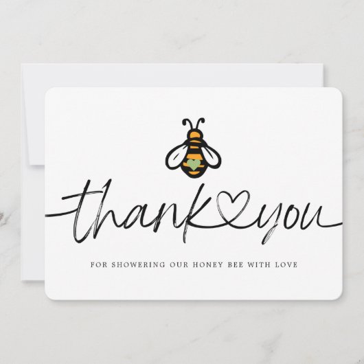 Modern Honey Bee Baby shower Bedankkaart (Voorkant)