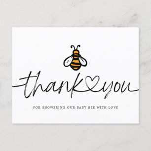 Modern Honey Bee Baby shower Hartelijk dank Briefkaart