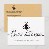 Modern Honey Bee Baby shower Hartelijk dank Briefkaart (Voorkant / Achterkant)