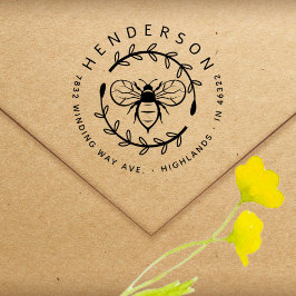 Modern Honey Bee Botanical Family Retouradres Rubberstempel