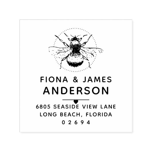 Modern Honey Bee Couple Return Address Zelfinktende Stempel (Design)