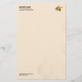 Modern Honey Bee Logo Honeycomb Watermark Briefpapier (Voorkant)
