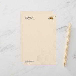 Modern Honey Bee Logo Honeycomb Watermark Briefpapier