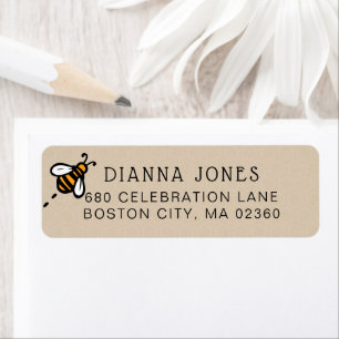 Modern Honey Bee Return Address Etiket