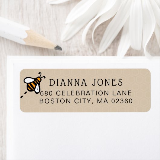 Modern Honey Bee Return Address Etiket (Insitu)