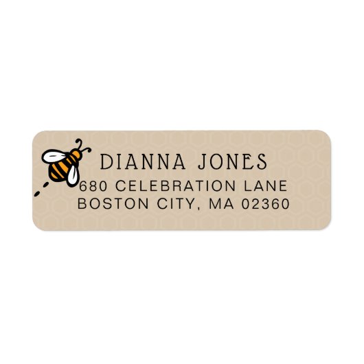 Modern Honey Bee Return Address Etiket (Voorkant)