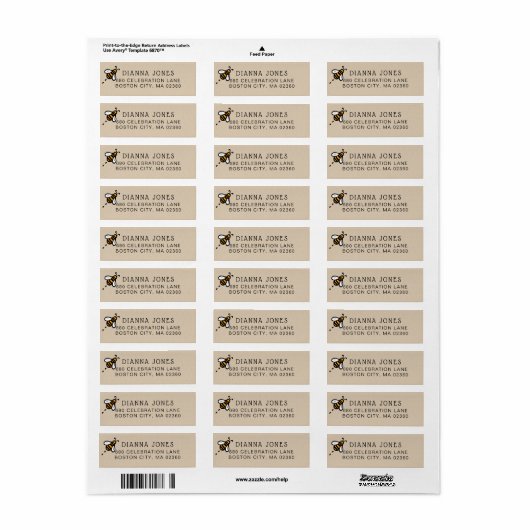 Modern Honey Bee Return Address Etiket (Full Sheet)