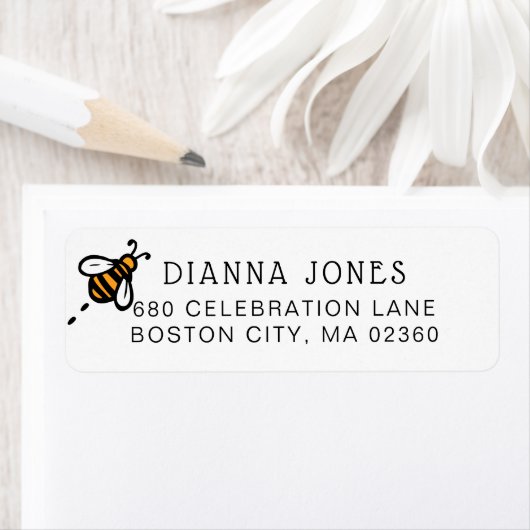 Modern Honey Bee Return Address Etiket (Insitu)