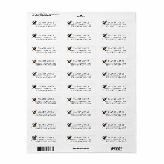 Modern Honey Bee Return Address Etiket (Full Sheet)