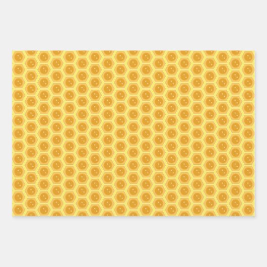 Modern Honey Bees with Heart & Honeycomb Pattern Inpakpapier Vel (Voorkant 2)