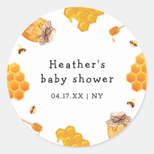 Modern Honey Bumblebee Lijst Baby shower Ronde Sticker