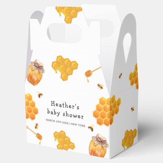 Modern Honey Bumblebee Pattern Baby shower Bedankdoosjes (Geopend)